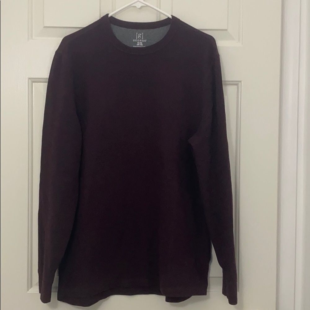 George Long Sleeve Maroon Tee Shirt ‎ Sz XL